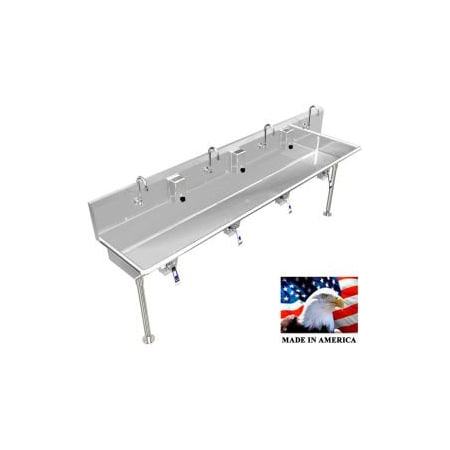Best Sheet Metal. BSM Inc. Stainless Steel Sink, 4 User w/Knee Valve Operated Valves Straight Legs 80"L X 20"W X 8"D 043K80208L